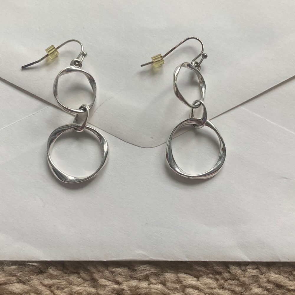 Silver Dangle Hoop Earrings